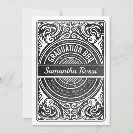 Grillen Einladungen Schwarz/Weiß (Vorderseite)