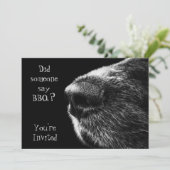 GRILLEN-Einladungs-Hundenasenschwarzes und -GRAU Einladung (Stehend Vorderseite)