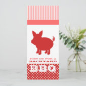 GRILLEN Einladungs-- rotes und rosa Schwein Einladung (Stehend Vorderseite)