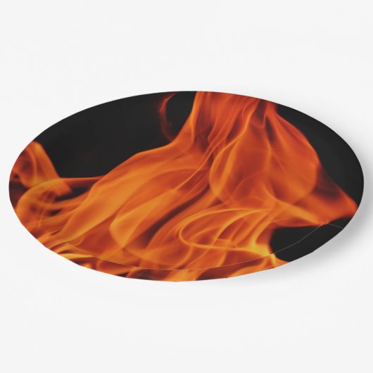 GRILLEN Feuer flammt WegwerfpapierTeller Pappteller (Schrägansicht)