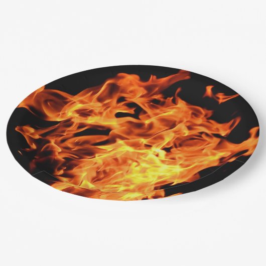GRILLEN Feuer flammt WegwerfpapierTeller Pappteller (Schrägansicht)