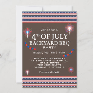 GRILLEN & Feuerwerk 4. Juli Party zum Unabhängigke Einladung