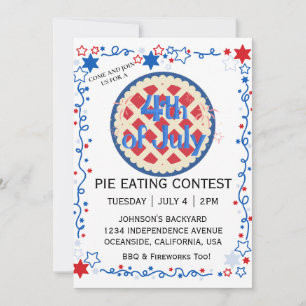 Grillen Fireworks, des vierten Pie Eating Contest Einladung