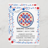 Grillen Fireworks vom Juli zum vierten Baking Cont Einladung (Vorne/Hinten)