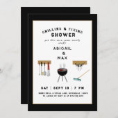 Grillen & Fixieren von Paaren Schwarze Dusche Einl Einladung (Vorne/Hinten)