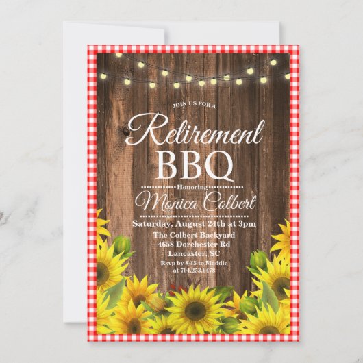 Grillen für rustikale Altersversorgung Sunflower E Einladung (Vorderseite)