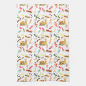 Grillen für Wasserfarben Muster für Speisen, Geträ Geschirrtuch (Vertikal)