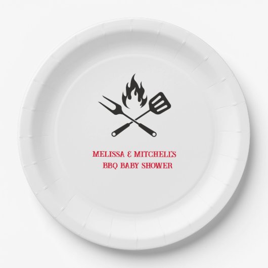 GRILLEN Gabellöffel Außenpaare Babydusche Pappteller (Vorderseite)