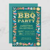 GRILLEN Geburtstags-Party-Thema-Grill Einladung (Vorne/Hinten)