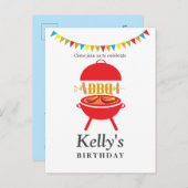 Grillen Geburtstagsparty, Grill, Grillen Grill, Einladungspostkarte (Vorne/Hinten)