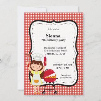 GRILLEN Geburtstagsparty (rot) Einladung