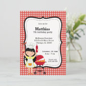 GRILLEN Geburtstagsparty (rot) Einladung (Stehend Vorderseite)