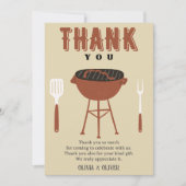 GRILLEN Gender-Enthüllung, Baby-Q Babydusche Dankeskarte (Vorderseite)