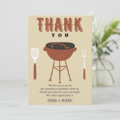 GRILLEN Gender-Enthüllung, Baby-Q Babydusche Dankeskarte (Stehend Vorderseite)