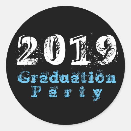 GRILLEN Graduation Party - Blk BG Typografie Runder Aufkleber (Vorderseite)