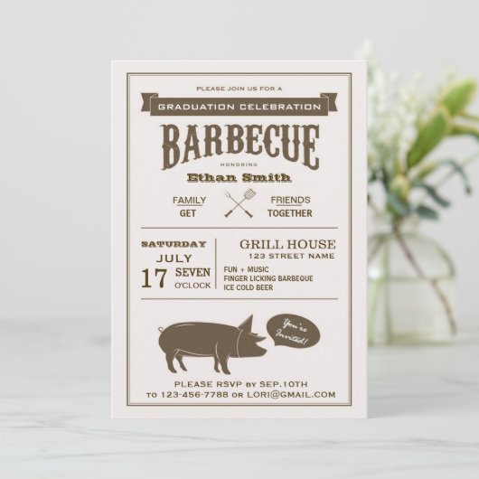 GRILLEN Graduation Party oder jedes Party Einladung (Stehend Vorderseite)