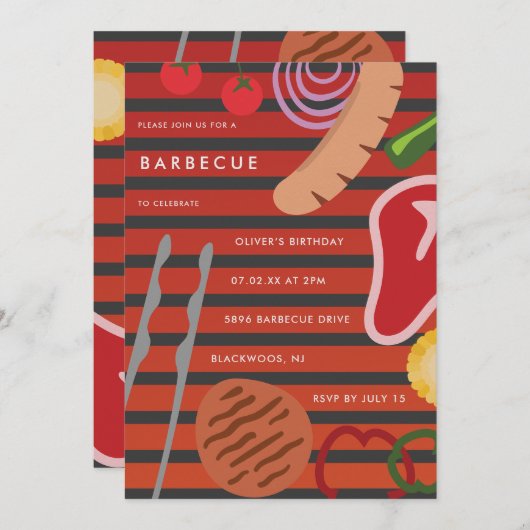 GRILLEN Gril Einladung (Vorne/Hinten)