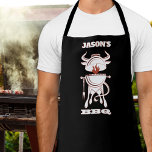 GRILLEN Grill Black Schürze<br><div class="desc">Personalisierte schwarze Schürze mit GRILLEN-Grill mit Ohrhörnern und Beinen. Perfektes Geschenk für den Tag des Vaters oder für seinen Geburtstag.</div>