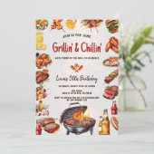 GRILLEN Grill & Chill Backyard Geburtstagsparty Einladung (Stehend Vorderseite)