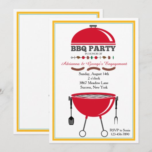 GRILLEN Grill Einladung (Vorne/Hinten)