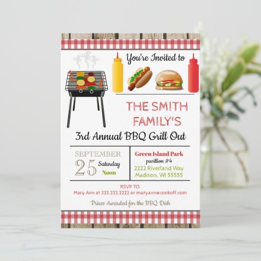 GRILLEN Grill-Einladung Einladung (Stehend Vorderseite)