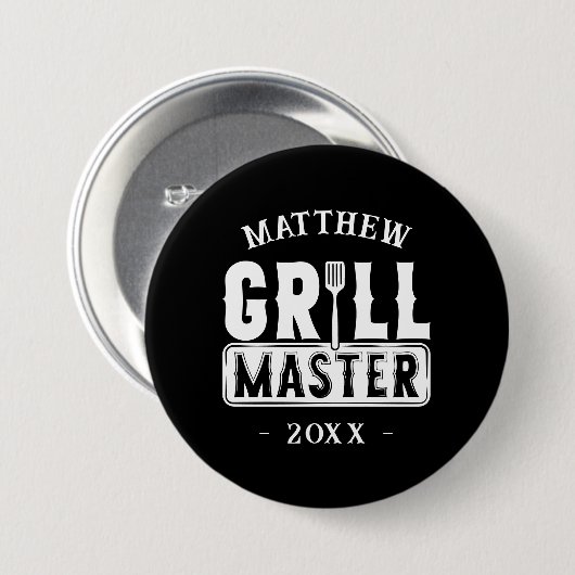 GRILLEN Grill Master Personalisiert Bester Vater V Button (Vorne & Hinten)