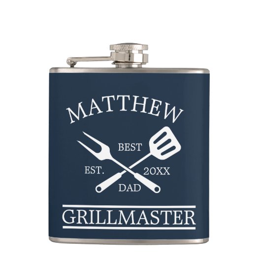 GRILLEN Grill Master Personalisiert Bester Vater V Flachmann (Vorderseite)