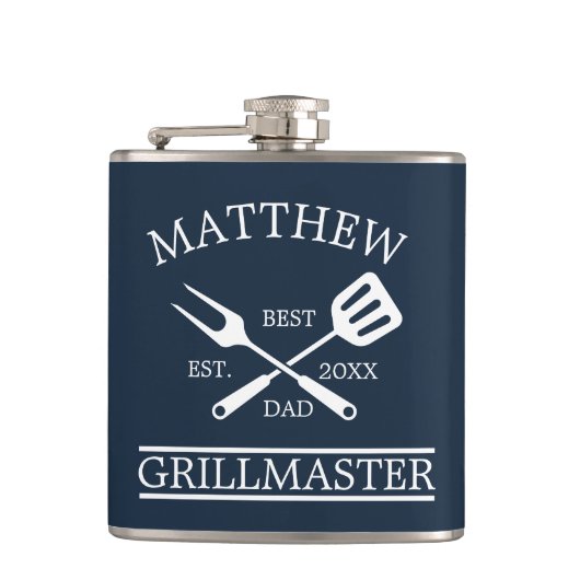 GRILLEN Grill Master Personalisiert Bester Vater V Flachmann (Vorderseite)