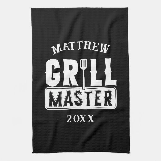 GRILLEN Grill Master Personalisiert Bester Vater V Geschirrtuch (Vertikal)
