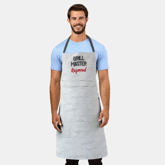 GRILLEN Grill Master Rustic White Brick Wall Mens Schürze (Getragen)