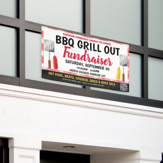 GRILLEN Grill Out Fundraiser-Banner mit qr-Code Banner (Äußeres Gebäude)