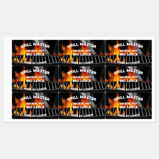 GRILLEN Grill Sauce Smokin Hot 2.6 x 1.5" Etiketten (Blatt)