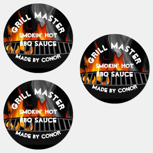 GRILLEN Grill Sauce Smokin Hot Circle Labels Etiketten (Gruppe)