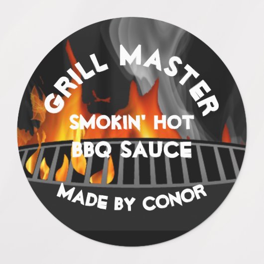 GRILLEN Grill Sauce Smokin Hot Circle Labels Etiketten (Design 2)