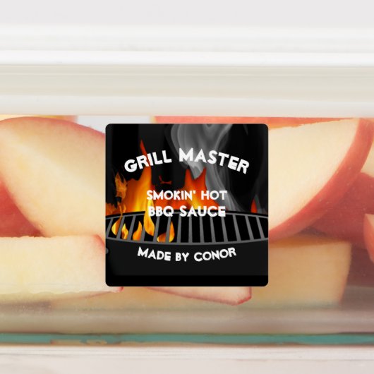 GRILLEN Grill Sauce Smokin Hot Square Labels Etiketten (Befestigt)
