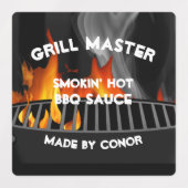 GRILLEN Grill Sauce Smokin Hot Square Labels Etiketten (Design 1)
