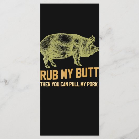 GRILLEN| GRILLEN Grill Pig Funny Schweinefleisch-I Menükarte (Vorderseite)