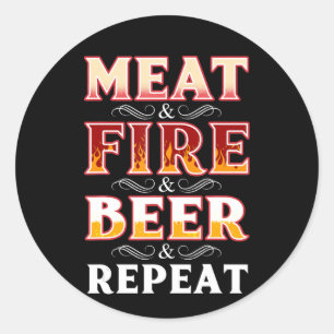 Grillen   GRILLEN Grill Räucherfleisch Feuerbiere  Runder Aufkleber