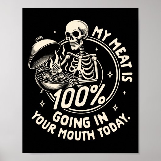Grillen Grillen Party mein Fleisch geht 100% in Ih Poster (Vorne)