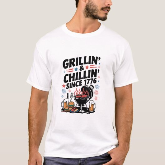 Grillen "Grillin' & Chillin" seit 1776 T-Shirt (Vorderseite)