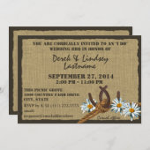 Grillen Hochzeitsempfang für Daisies und Hufeisen Einladung (Vorne/Hinten)