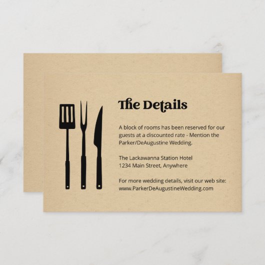 GRILLEN Hochzeitsinformationen - Umschließungskart Begleitkarte (Vorne/Hinten)