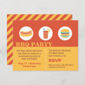 GRILLEN Hot Dog und Burger Housewarming Party Einladung (Vorne/Hinten)