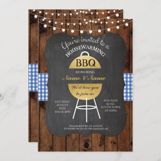 GRILLEN HouseWarming Chalk Board New Sweet Zuhause Einladung (Vorne/Hinten)