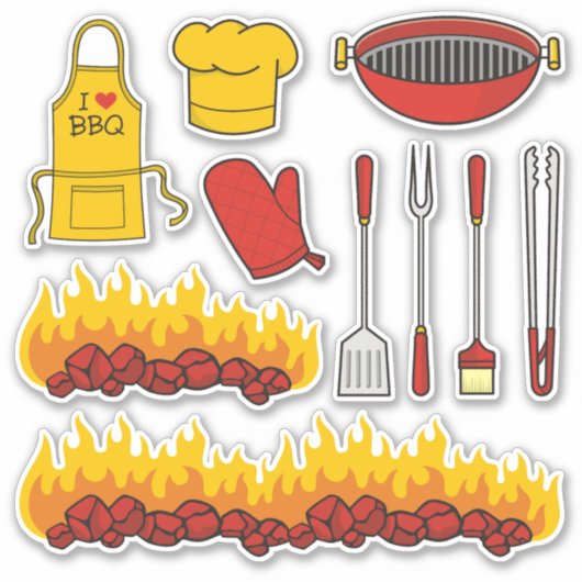 GRILLEN Icon Set Stickers Aufkleber (Vorderseite)