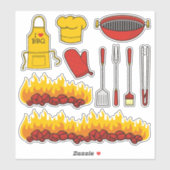 GRILLEN Icon Set Stickers Aufkleber (Blatt)