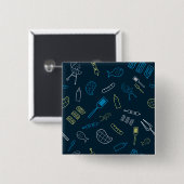 GRILLEN Icons Muster Grilltools Fleisch Lebensmitt Button (Vorne & Hinten)