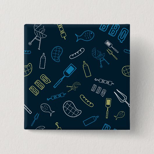 GRILLEN Icons Muster Grilltools Fleisch Lebensmitt Button (Vorderseite)