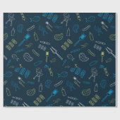 GRILLEN Icons Muster Grilltools Fleisch Lebensmitt Geschenkpapier (Flach)
