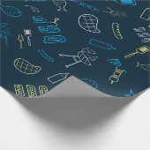 GRILLEN Icons Muster Grilltools Fleisch Lebensmitt Geschenkpapier (Ecke)